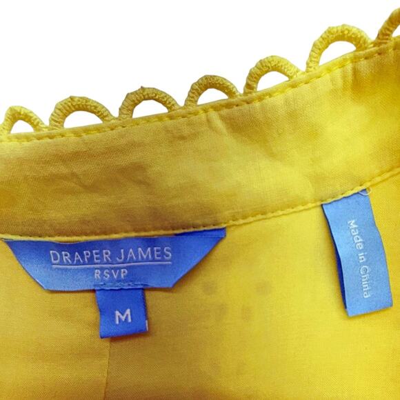 Draper James Lemon Yellow Eyelet Lined Sleeveless Summer Dress Button Front MED - Picture 6 of 8